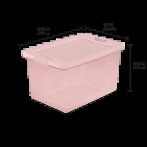 Sterilite 64 Qt. Latching Box Plastic, Blush Pink Tint, Set of 6 - Picture 3 of 3